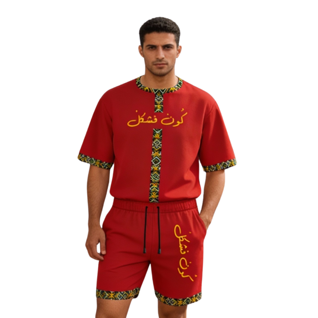 ICSS26 "Koun f chkel" Men’s Oversized Shirts (Red)