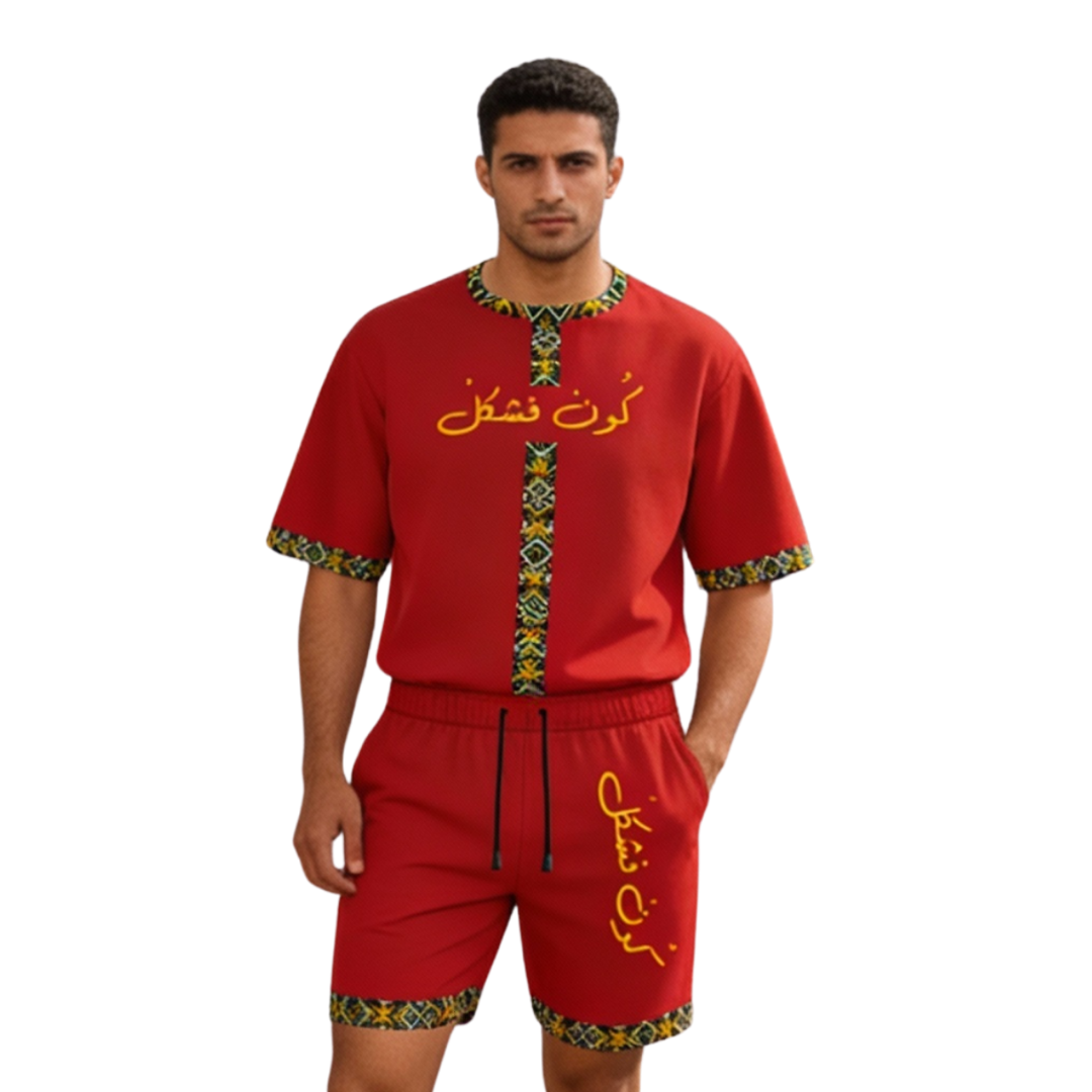 ICSS26 "Koun f chkel" Men’s Oversized Shirts (Red)